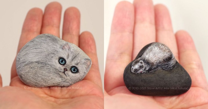  Ordinary rocks are transformed into real animals that you may hold in your hand by an artist.