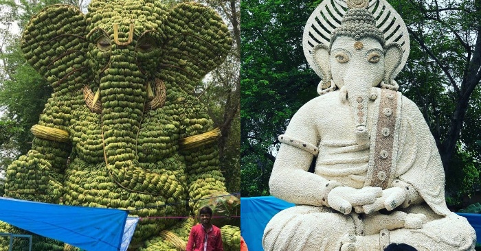  Over 5 tonnes of bananas were used to create the 25-foot-tall Ganesh sculpture