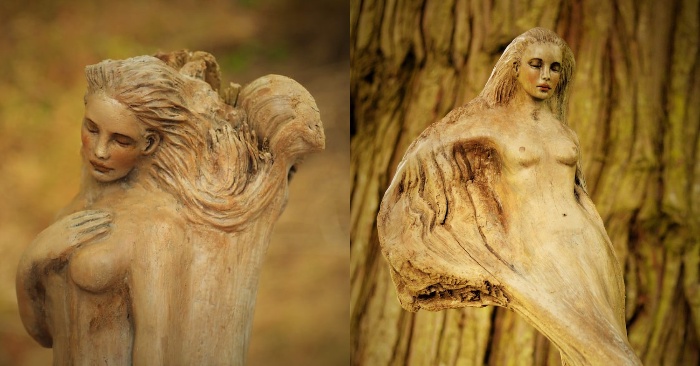  Fantastical characters emerge from hand-carved driftwood findings