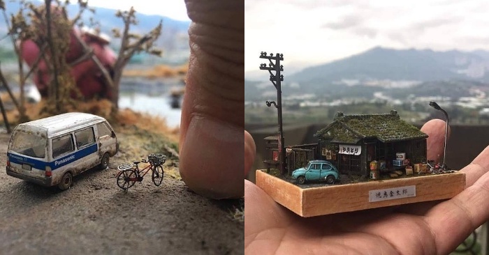  A diorama artist creates miniature replicas of real locations as a tribute to beloved locales