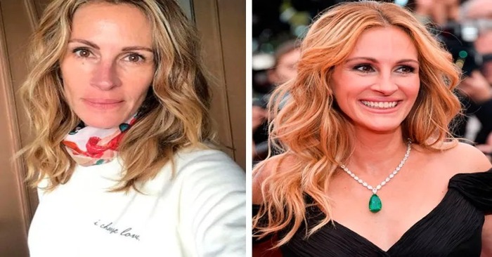  They are unrecognizable without makeup. Celebrities at home are not the same as on the red carpet